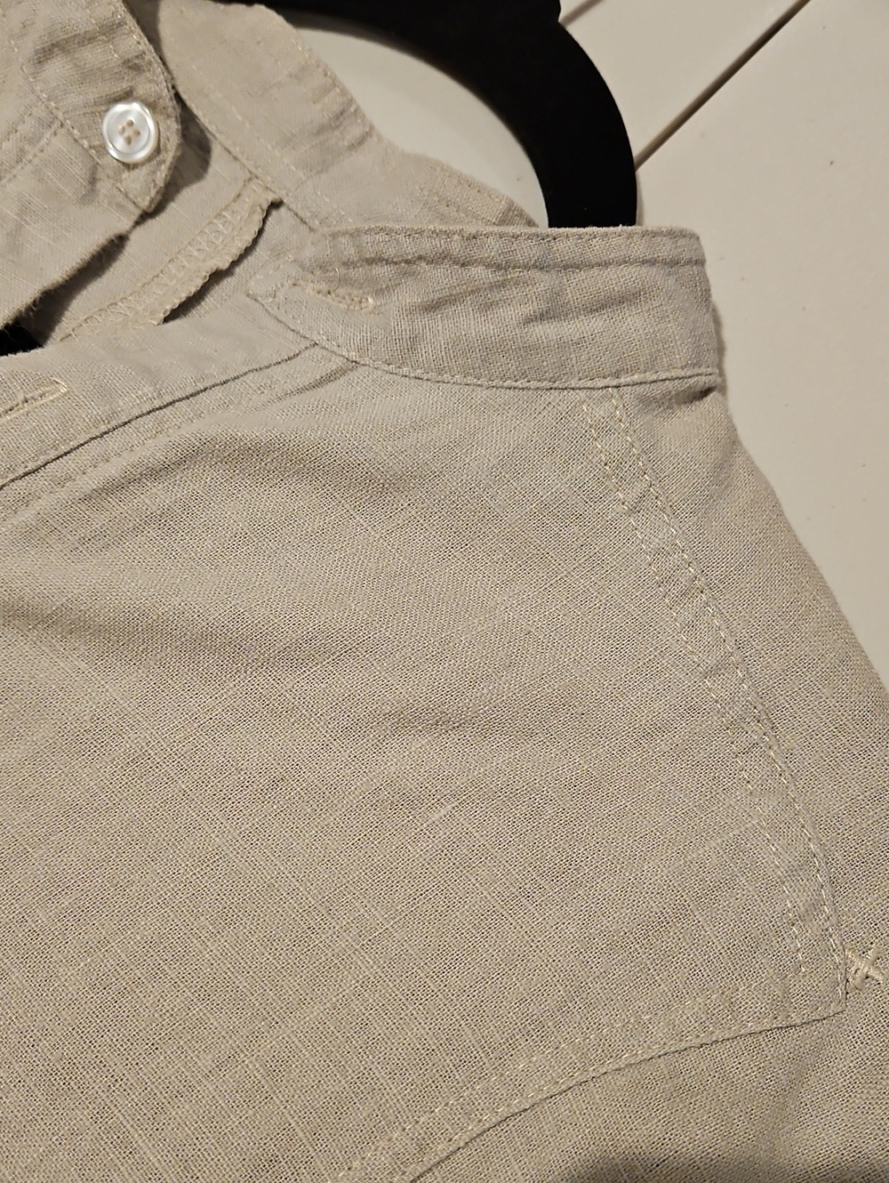 Linen Henley High Quality Construction In Stone Taupe 0013 - Picture 11 of 11